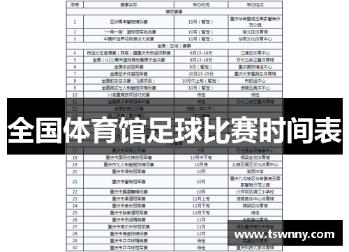 全国体育馆足球比赛时间表